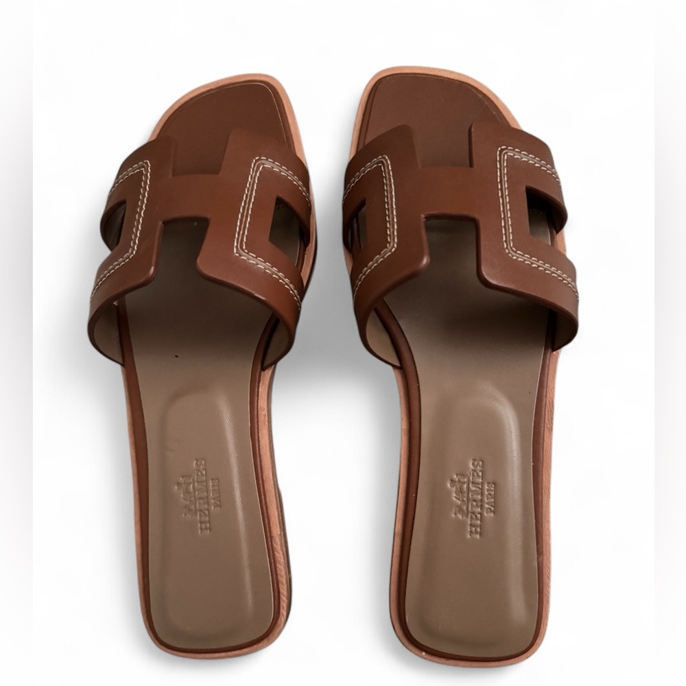 Brown Slide Sandals - Picture 2 of 6